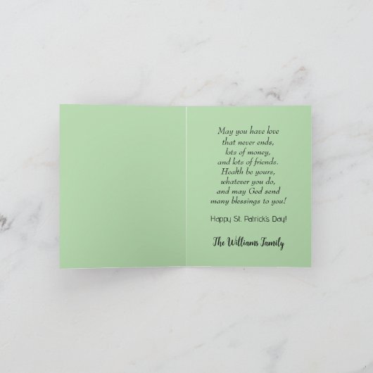 Grappige kabouter met shamrocks en gouden munten feestdagen kaart (Binnen)