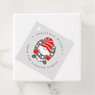 Grappige Kabouter met Slinger Feestelijke Kerstgri Bedankjes Labels