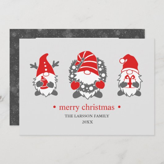 Grappige kabouters | Grijs Kerst Feestdagen Foto Feestdagenkaart (Voorkant / Achterkant)