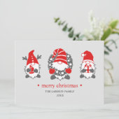 Grappige kabouters | Grijs Kerst Feestdagen Foto Feestdagenkaart (Staand voorkant)