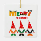 Grappige kabouters Vrolijke Kerstfoto Keramisch Ornament (Achterkant)