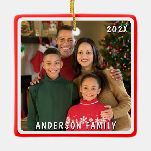 Grappige kabouters Vrolijke Kerstfoto Keramisch Ornament (Voorkant)