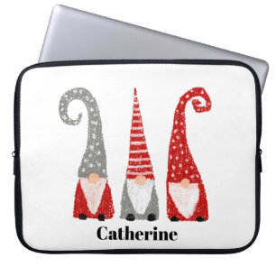 Grappige Kabouters Zweedse Kerst Aangepaste Naam Laptop Sleeve