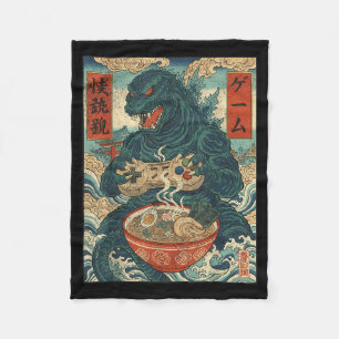 Grappige Kaiju Gamer Ramen Videospel Japanse Anime Fleece Deken