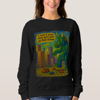 Grappige Kaiju monster kunst stappen op dingen Fan Trui