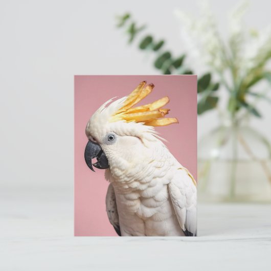 Grappige kaketoe met frites crest briefkaart (Staand voorkant)