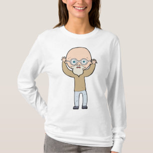 Grappige Kale Excentrieke Oude Man met Baard T-shirt