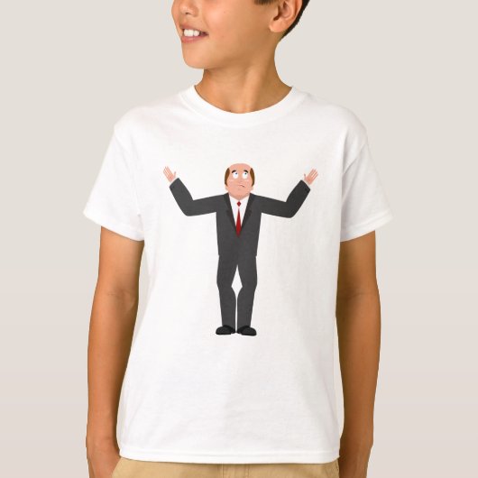 Grappige kale zakenman haalt humoristisch op t-shirt (Voorkant)