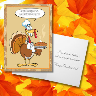Grappige kalkoen fijne Thanksgiving serveer taart Feestdagen Kaart