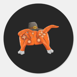 Grappige kalkoen gamer jongens kinderen tieners - ronde sticker