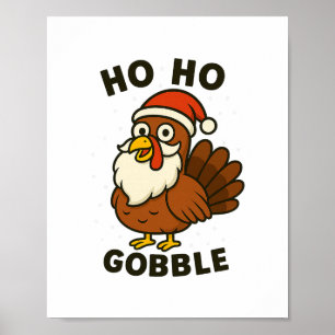 Grappige Kalkoen Kerstman Kerst Thanksgiving Humor Poster