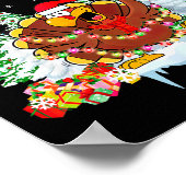 Grappige Kalkoen Kerstman Kerstmis Bedankt Kerstmi Poster (Hoek)