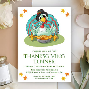 Grappige Kalkoen Thanksgiving Diner Feest Uitnodig Kaart