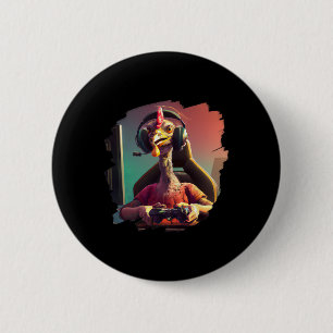 Grappige kalkoen videogame gamer thanksgiving kalk ronde button 5,7 cm