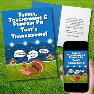 Grappige Kalkoen Voetbal Thanksgiving Touchdowns Kaart