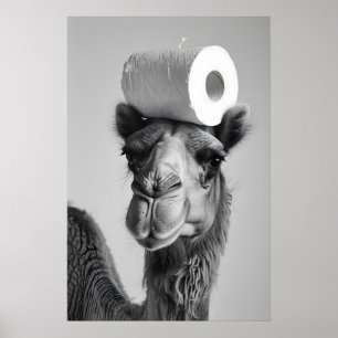 Grappige Kamebadkamermuurprint, Toiletpapier Humor Poster