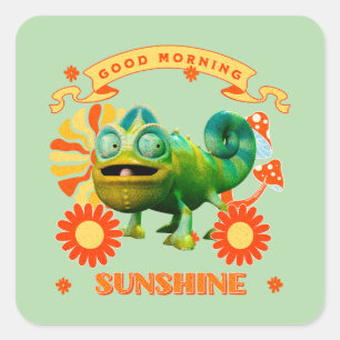 Grappige Kameleon Goedemorgen Zonneschijn Vierkante Sticker
