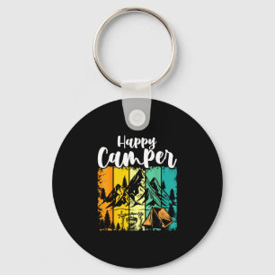 Grappige kampeerder outdoor activiteit camping lie sleutelhanger