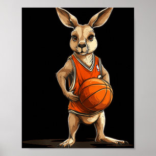 Grappige kangoeroe met basketbal kostuum voor man poster