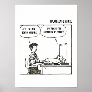 Grappige Kantoor Kat Humor Zakelijke Cartoon Poster
