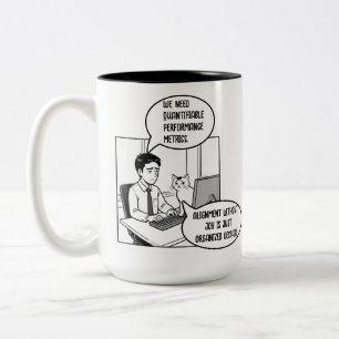 Grappige kantoor kat Humor zakelijke Cartoon Tweekleurige Koffiemok