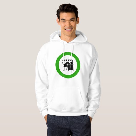 Grappige kantoormedewerker slaapt aan bureau hoodie (Voorkant volledig)