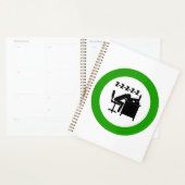 Grappige kantoormedewerker slaapt aan bureau planner (Display)