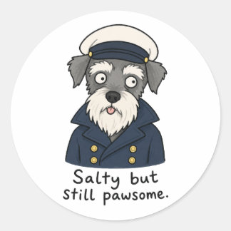 Grappige Kapitein Schnauzer Zout Maar Pawsome Ronde Sticker