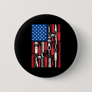 Grappige kapper kapper salon eigenaar patrioti ronde button 5,7 cm