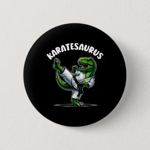 Grappige Karatesaurus Dinosaur T Rex In Karate Gi  Ronde Button 5,7 Cm