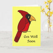 Grappige kardinaal krijgt goed Kaart (Gele Bloem)