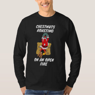 Grappige kastanjes roosteren op een open vuur Kers T-shirt
