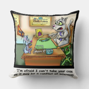 Grappige Kat/Advocaat Worpkussen "Fluffy Cohen" Kussen