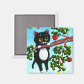 Grappige kat appels Creationarts Magneet (Voorkant / Achterkant)