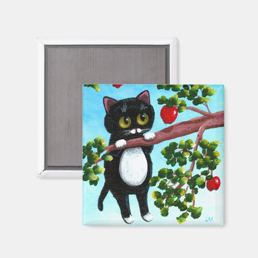 Grappige kat appels Creationarts Magneet (Voorkant / Achterkant)