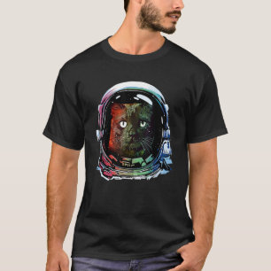 Grappige Kat Astronaut Ruimte Kat Liefhebber Retro T-shirt