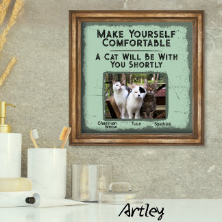 Grappige kat badkamer muur kunst aangepaste foto n poster