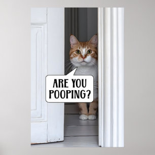 Grappige kat badkamer print toilet humor AI Kunst