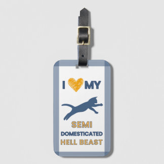 Grappige kat bagage label helbeest blauw