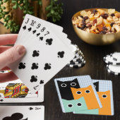 Grappige Kat, Blauwe Gingham Pokerkaarten (Insitu)