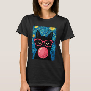 Grappige Kat Bril Bubblegum De Sterrennacht Katten T-shirt