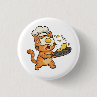 Grappige Kat Chef Knop Ronde Button 3,2 Cm