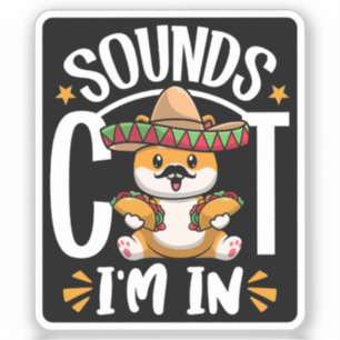 Grappige kat Cinco de Mayo Gift Sombrero Tacos Lov Sticker
