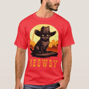 Grappige Kat Cowboy Cowgirl Meow Howdy Meowdy 4 T-shirt