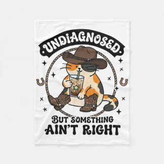Grappige Kat Cowboy Hoed Iced Koffie Niet-gediagno Fleece Deken