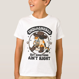 Grappige Kat Cowboy Hoed Iced Koffie Niet-gediagno T-shirt