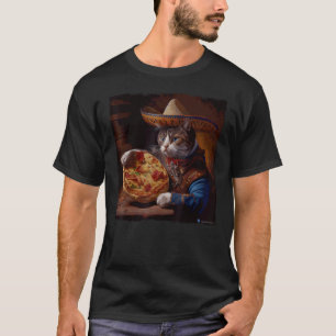 Grappige Kat Cowboy Pizza T-shirt