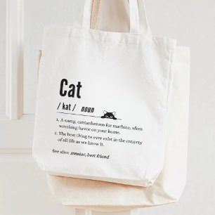 Grappige Kat Definitie Zwart-wit Huisdier Ouders Tote Bag