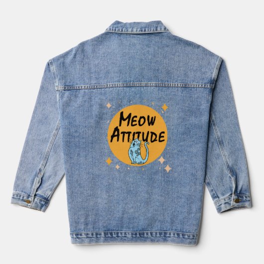 grappige kat denim jacket (Achterkant)