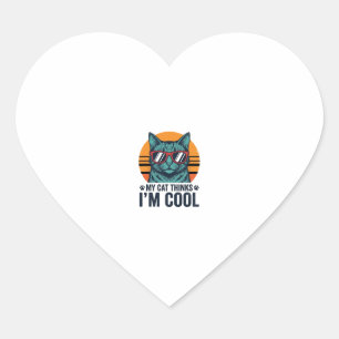 Grappige Kat Denkt Dat Ik Cool Ben Vintage Hart Sticker